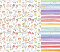 A Perfect Day At The Beach - Main Print and Stripes Half and Half - Girl