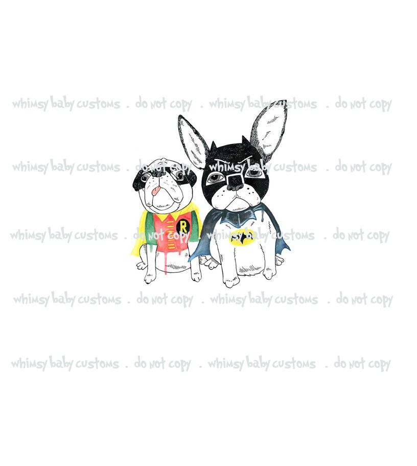 734 Batman and Robin French Bulldogs Child Panel