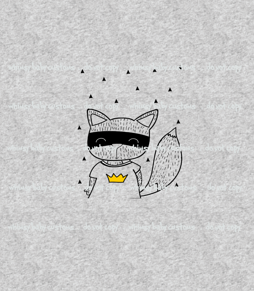 338H Bat Fox Child Panel (on HEATHER  GREY)