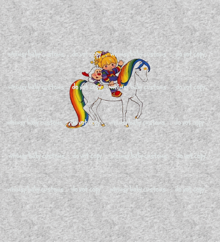 545H Bright Rainbow Girl on Horse Child Panel (on HEATHER GREY)