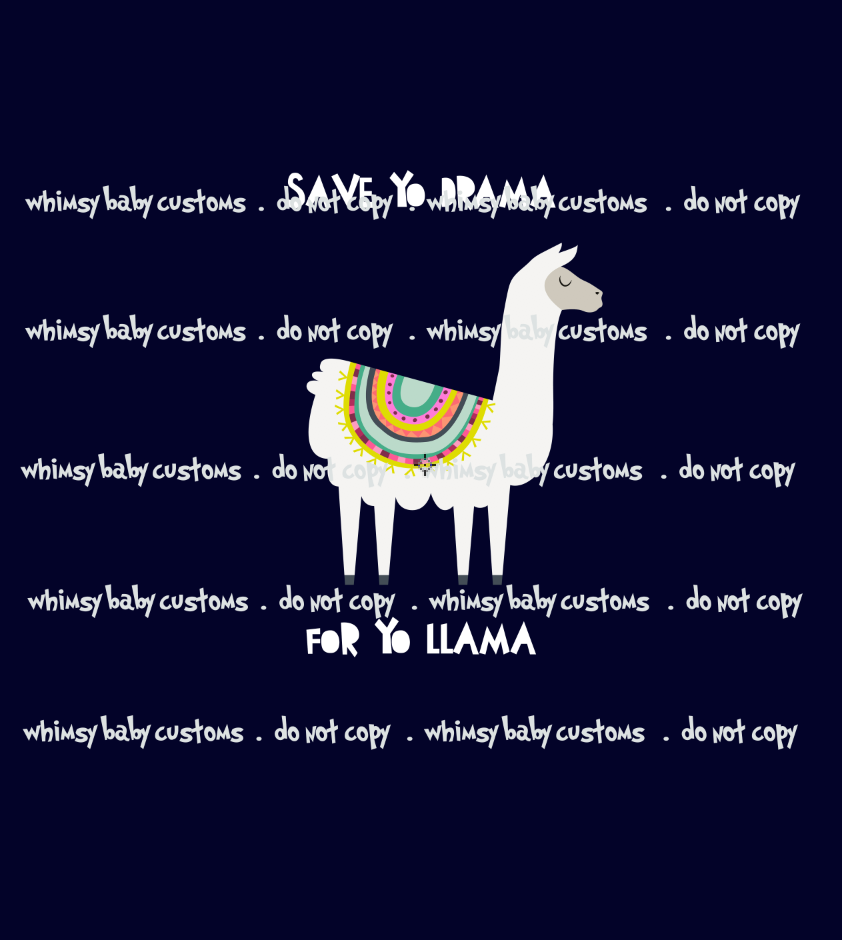 564 Save Yo Drama For Yo Llama Child Panel (Navy)