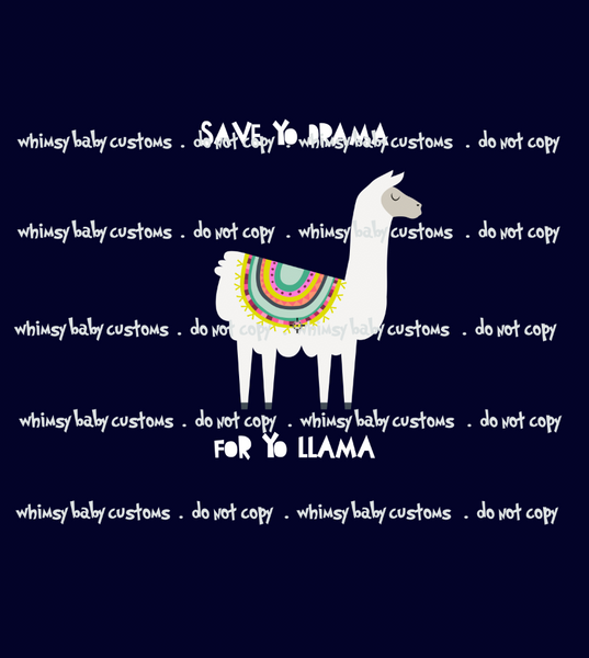564 Save Yo Drama For Yo Llama Child Panel (Navy)