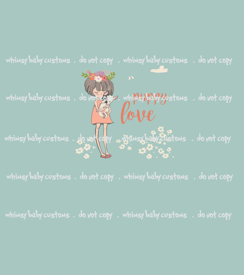 534 Puppy Love Girl and French Bulldog Child Panel