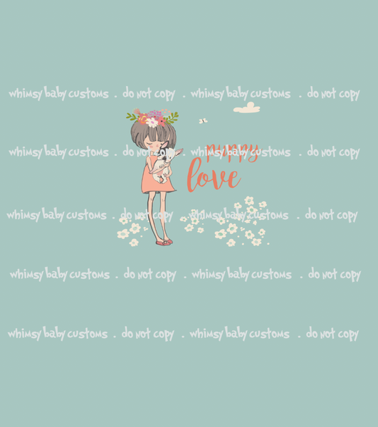 534 Puppy Love Girl and French Bulldog Child Panel