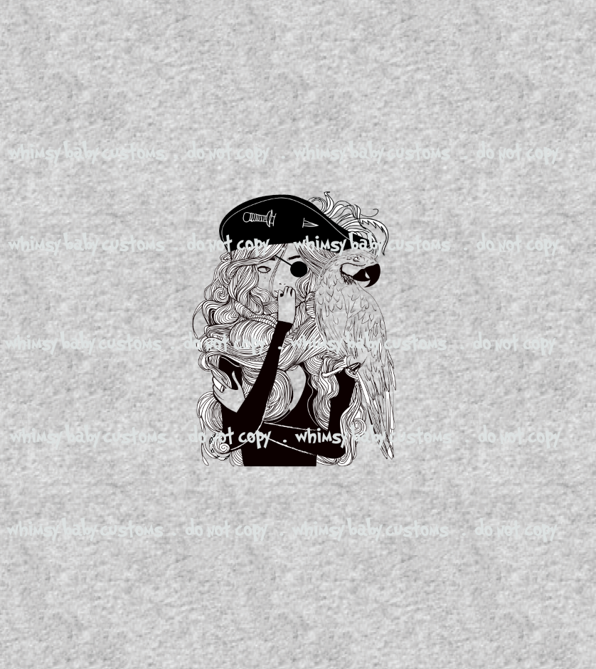 541H Pirate Girl Child Panel (on HEATHER GREY)