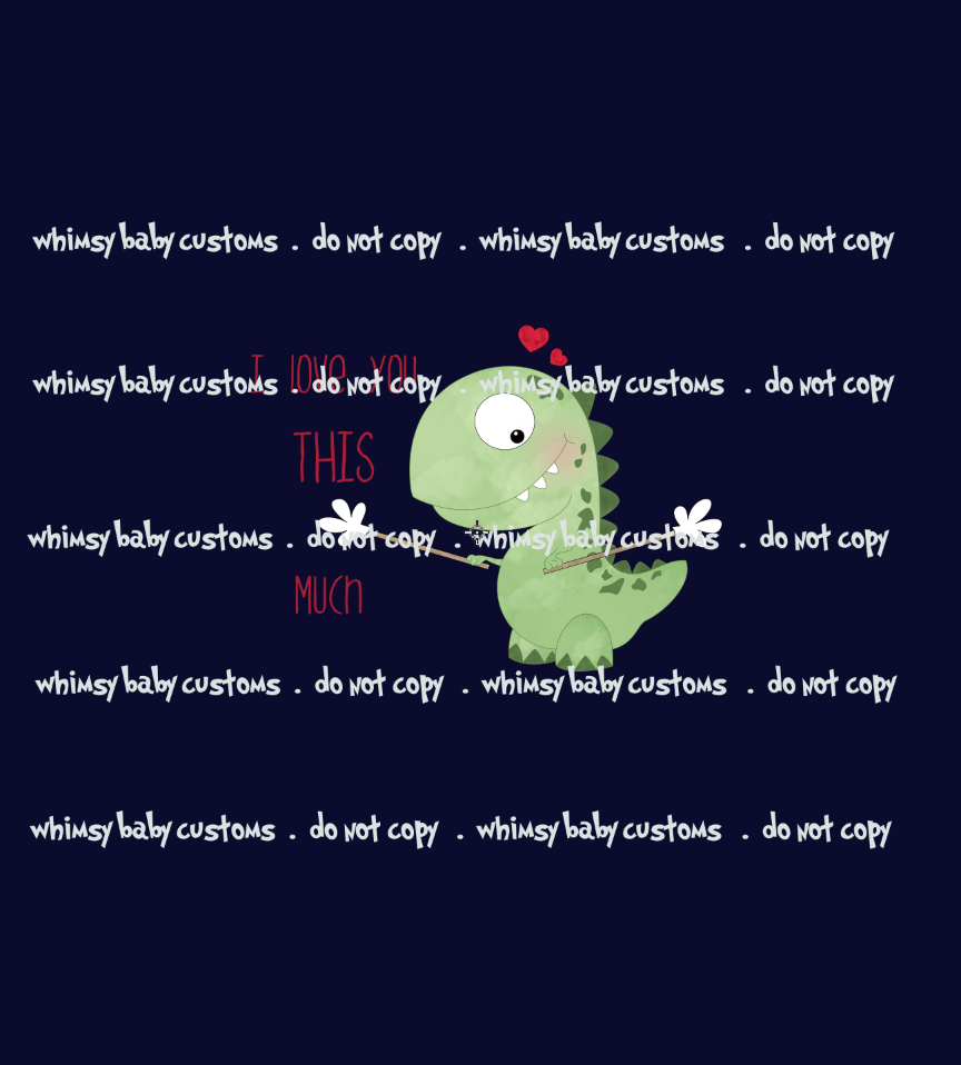 674 I Love You THIS Much Dino on Navy Child Panel