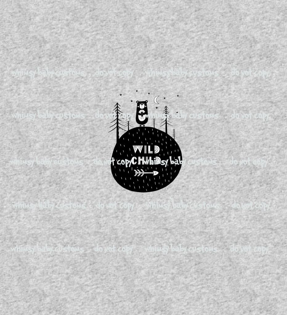 618H Wild Child Bear and Trees Child Panel (on HEATHER GREY)