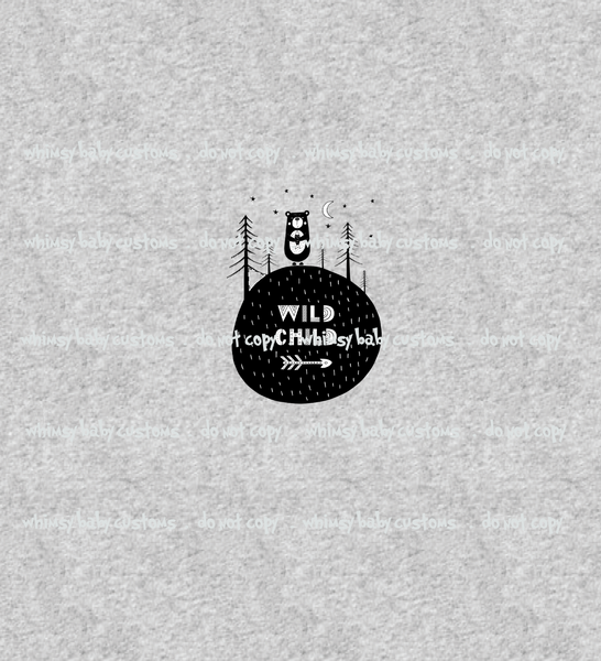 618H Wild Child Bear and Trees Child Panel (on HEATHER GREY)
