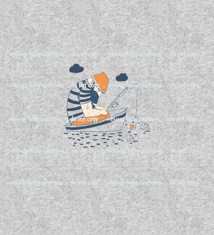 N684H  Sleepy Fisherman Child Panel (on Heather Grey)