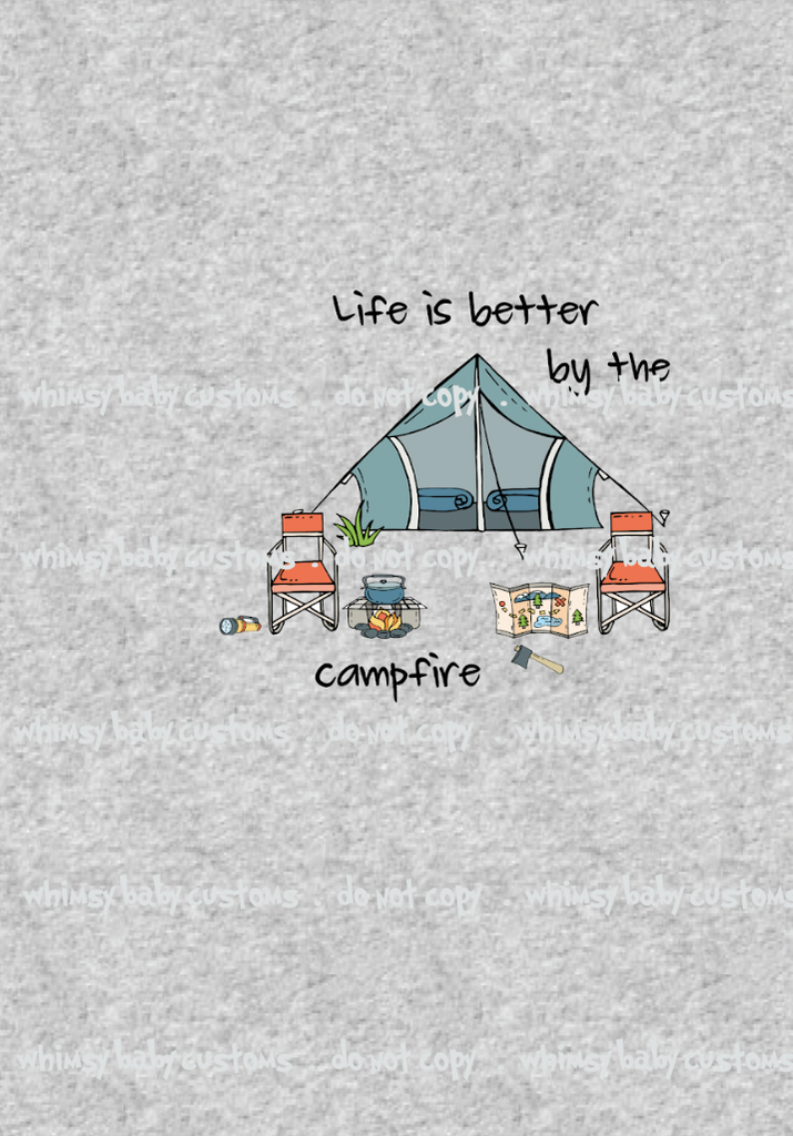 A1030H Life is Better by the Campfire Adult Panel (on Heather Grey)
