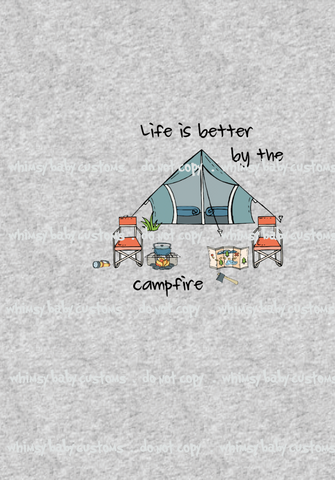 A1030H Life is Better by the Campfire Adult Panel (on Heather Grey)