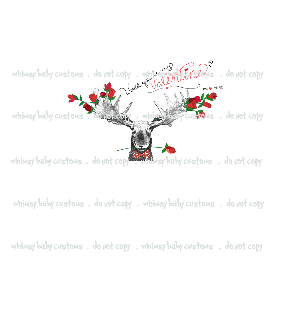695 Valentine's Would You Be Mine Moose Child Panel