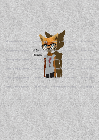 A1038H Adult / Romper Panel Oh for Fox Sake Girl Fox on HEATHER