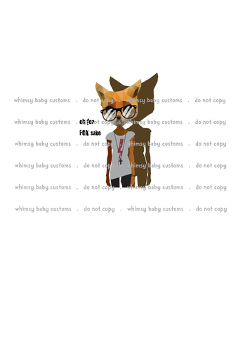 A1038 Adult / Romper Panel Oh for Fox Sake Girl on White