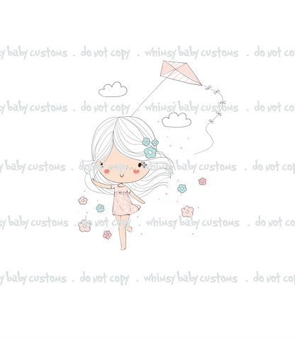 N691 Perfect Spring Day (2019) Child Panel - Girl Flying Kite