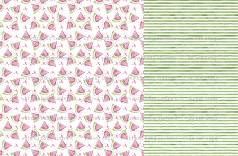 Swim Watercolour Watermelon and Stripes Half and Half