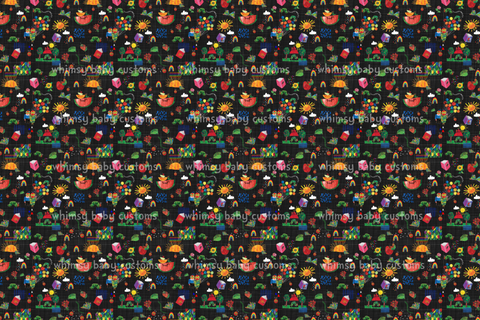 Fabric TVHC Caterpillar Doodle Main on Grunge Black