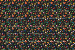 Fabric TVHC Caterpillar Doodle Main on Grunge Black