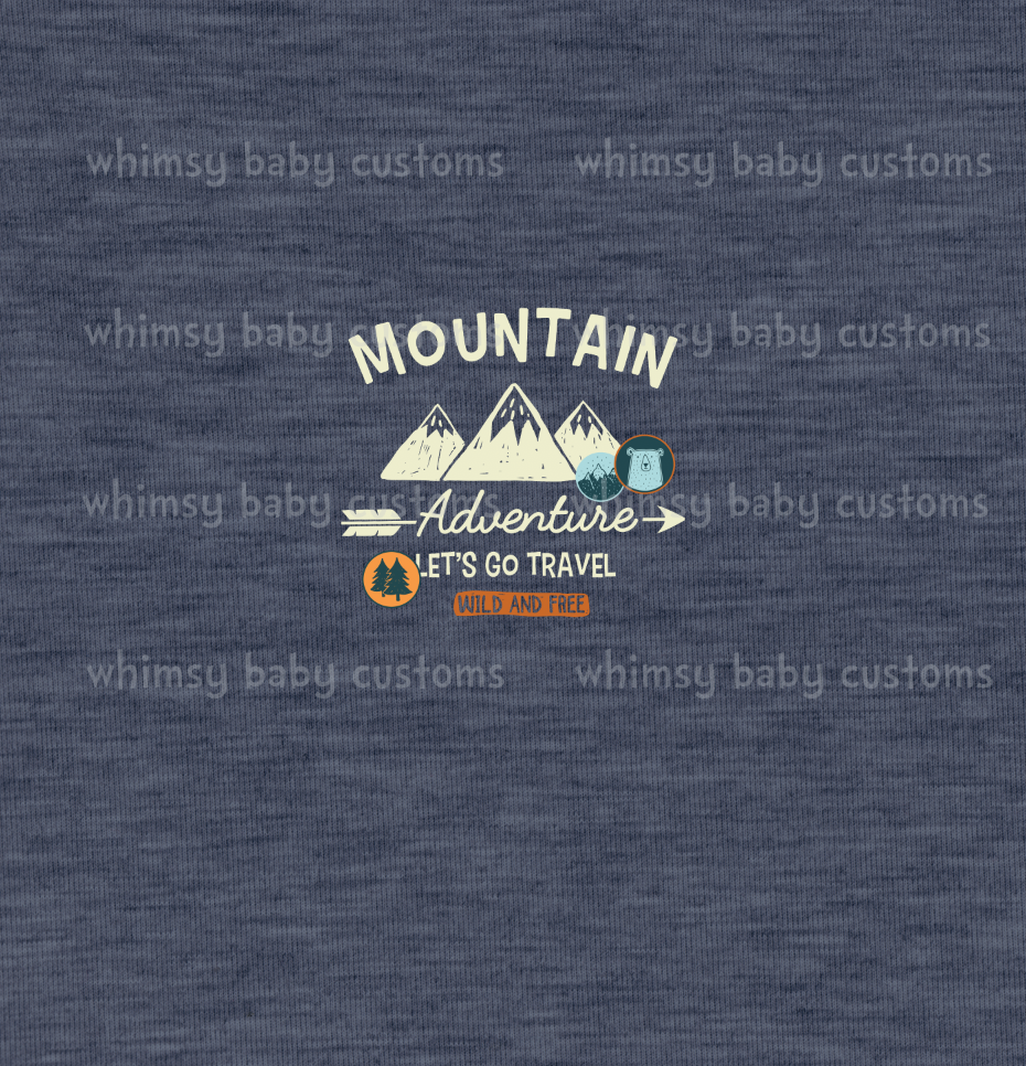 306 Child Panel Mountain Adventure on Faux Heather Navy