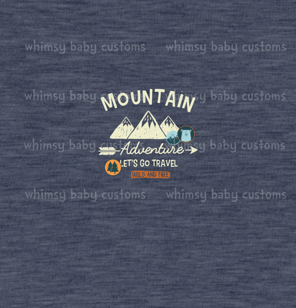 306 Child Panel Mountain Adventure on Faux Heather Navy