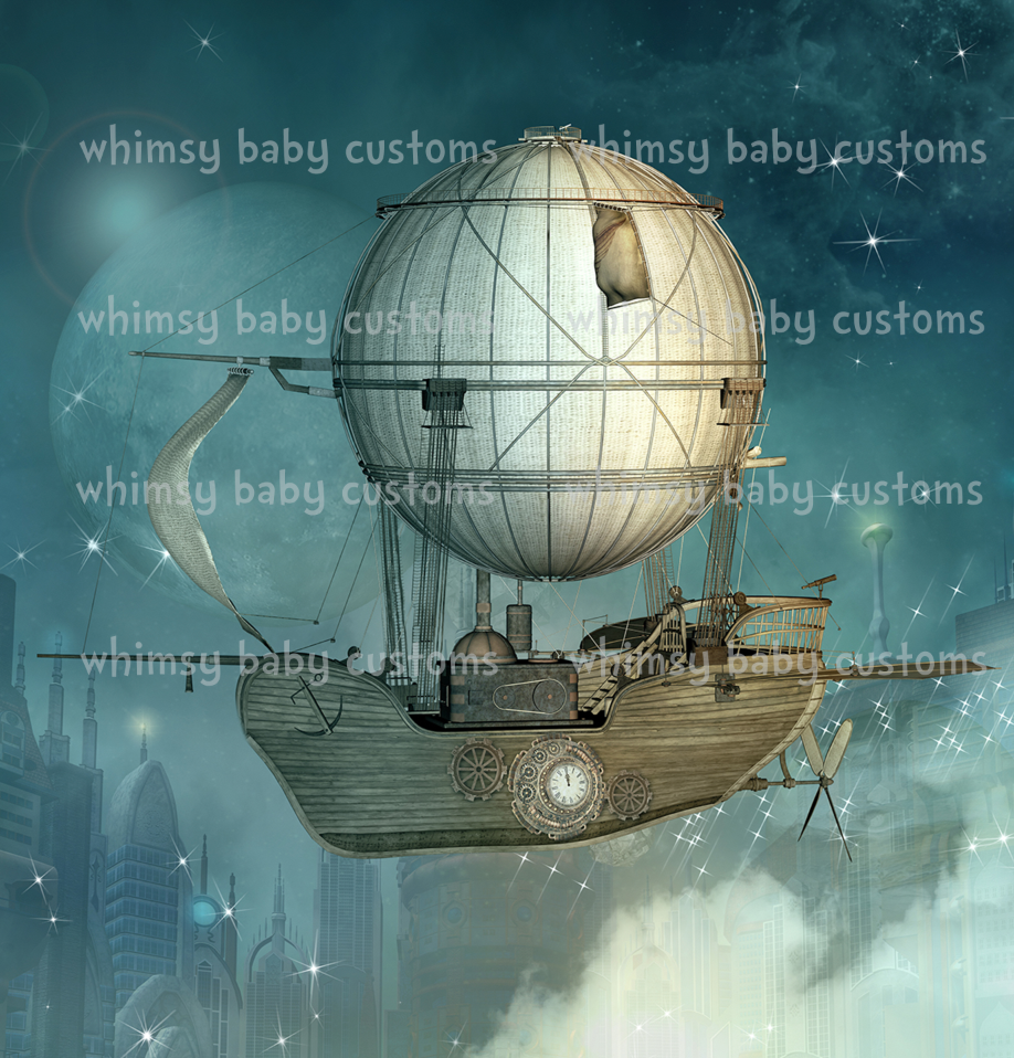 574 Steampunk Airship Child Panel