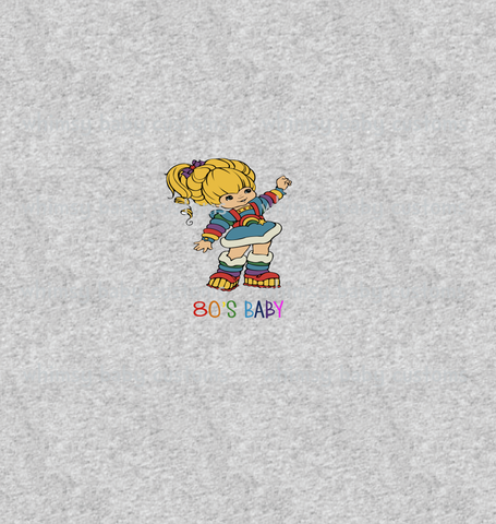 544H Bright Rainbow Girl 80's Baby Child Panel (on HEATHER GREY)