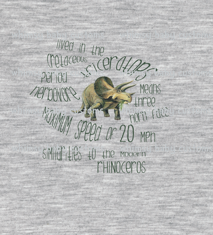 683H Child Panel Triceratops on Heather Grey