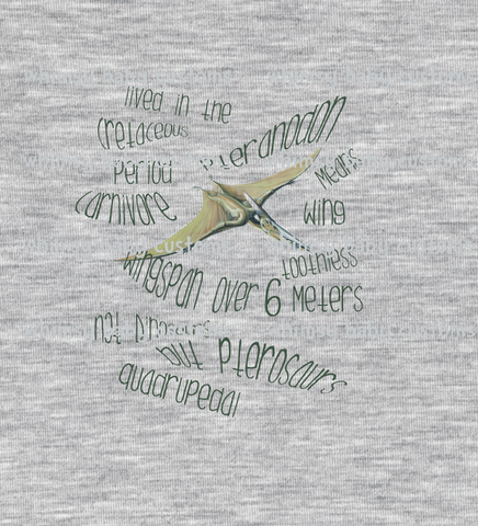 684H Child Panel Panel Pteranodon on Heather Grey