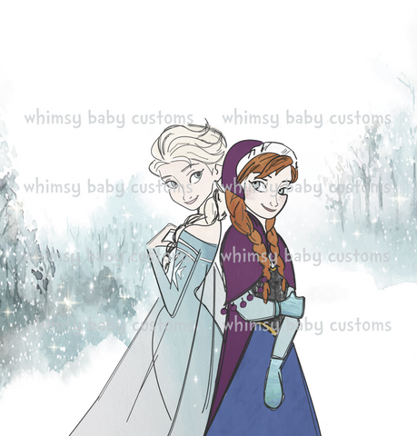 C255 Cold Sisters 2: Hand Drawn Cold Sisters Child Panel (Cotton Lycra) - C12