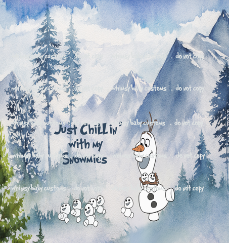 C251 Cold Sisters 2: Snowman Just Chillin' with my Snowmies Child Panel (Cotton Lycra) - C12