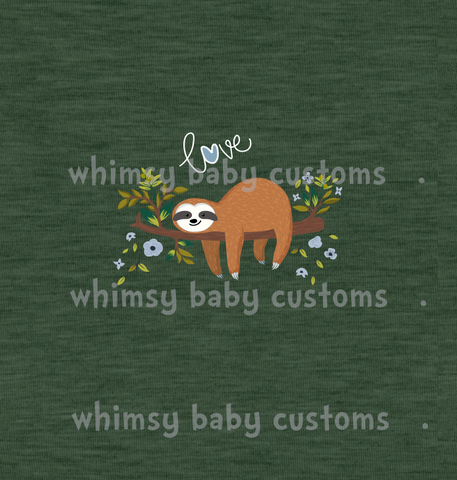 436 Child Panel Sloth Love Green