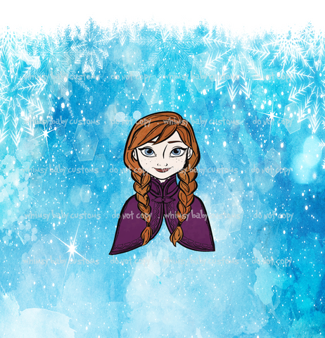 C262 Cold Sisters 2 Hand Drawn Ice Princess Child Panel on (FRONT) (Cotton Lycra)