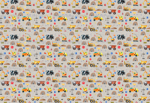 Fabric See you later Excavator on FAUX Oatmeal Sweater Knit ON VARIOUS BASES
