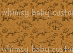 Fabric Tone on Tone Dinosaurs on a FAUX Mustard Heather