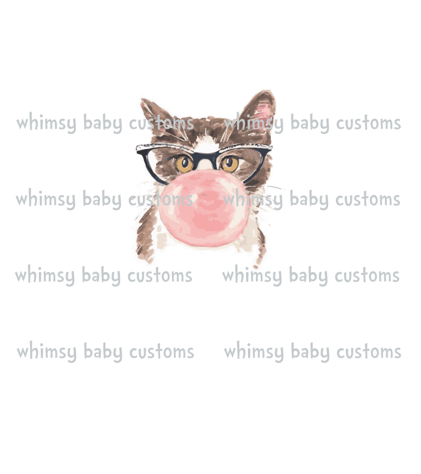 371 Child Panel Cat Blowing Bubblegum