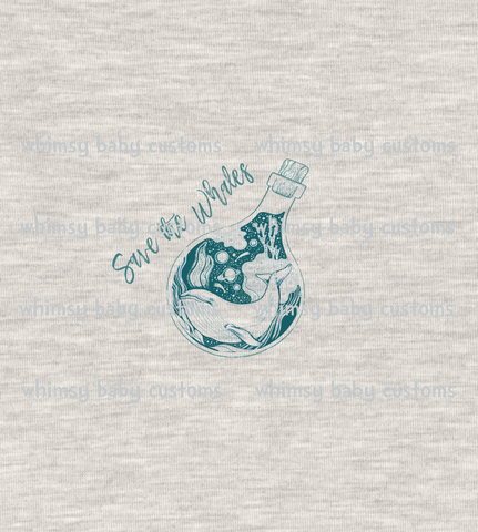 527 Child Panel Save the Whales on FAUX Oatmeal Sweater Knit