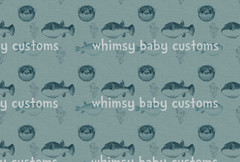 Fabric Tone on Tone Puffer Fish on Faux Heather French Terry (in YARDS)