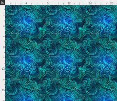Blue Swirly Waves Fabric