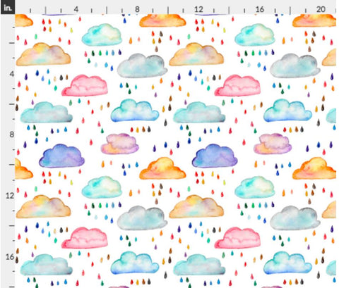Fabric Emma Watercolour Clouds