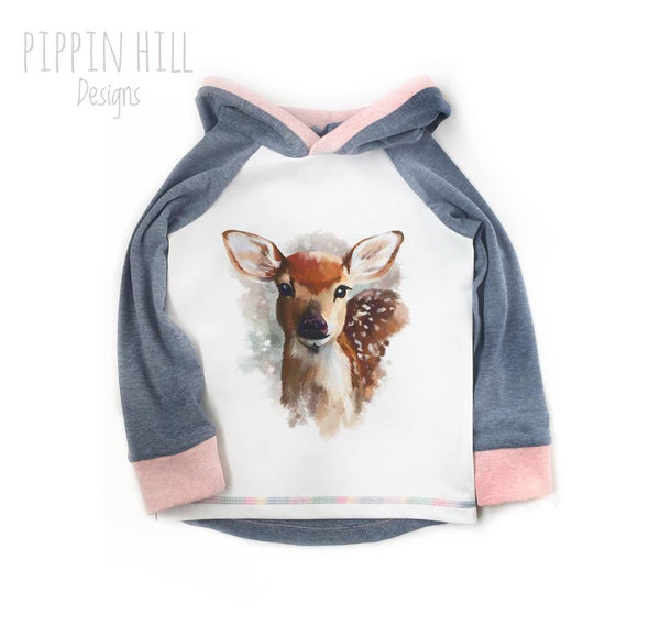 A1023 Watercolour Deer Adult/Romper Panel