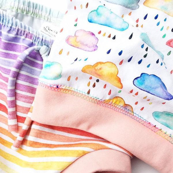 Fabric Pastel Watercolour Rainbow Stripes