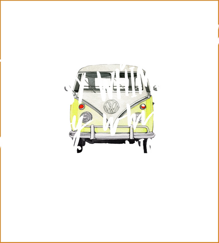 323 Watercolour Yellow VW Camper Van Child Panel