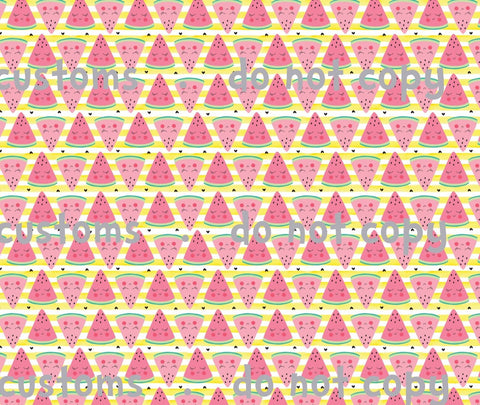 Fabric Kawaii Watermelons with Yellow Stripes