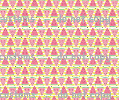 Fabric Kawaii Watermelons with Yellow Stripes