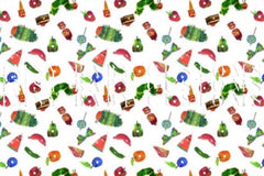 Fabric HC Food WHITE ON VARIOUS BASES