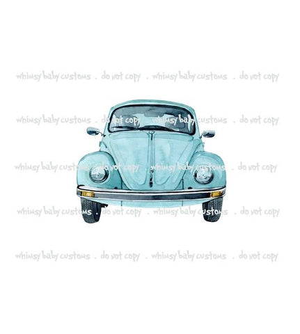 A1060 Adult/Romper Panel Watercolour Blue VW Bug / Car